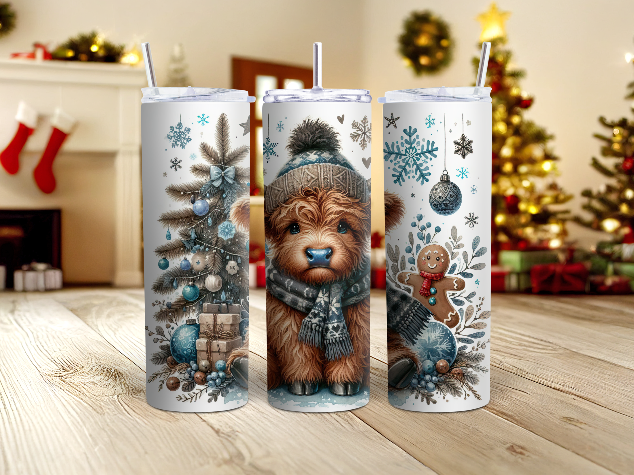 Highland Cow Winter Tumbler