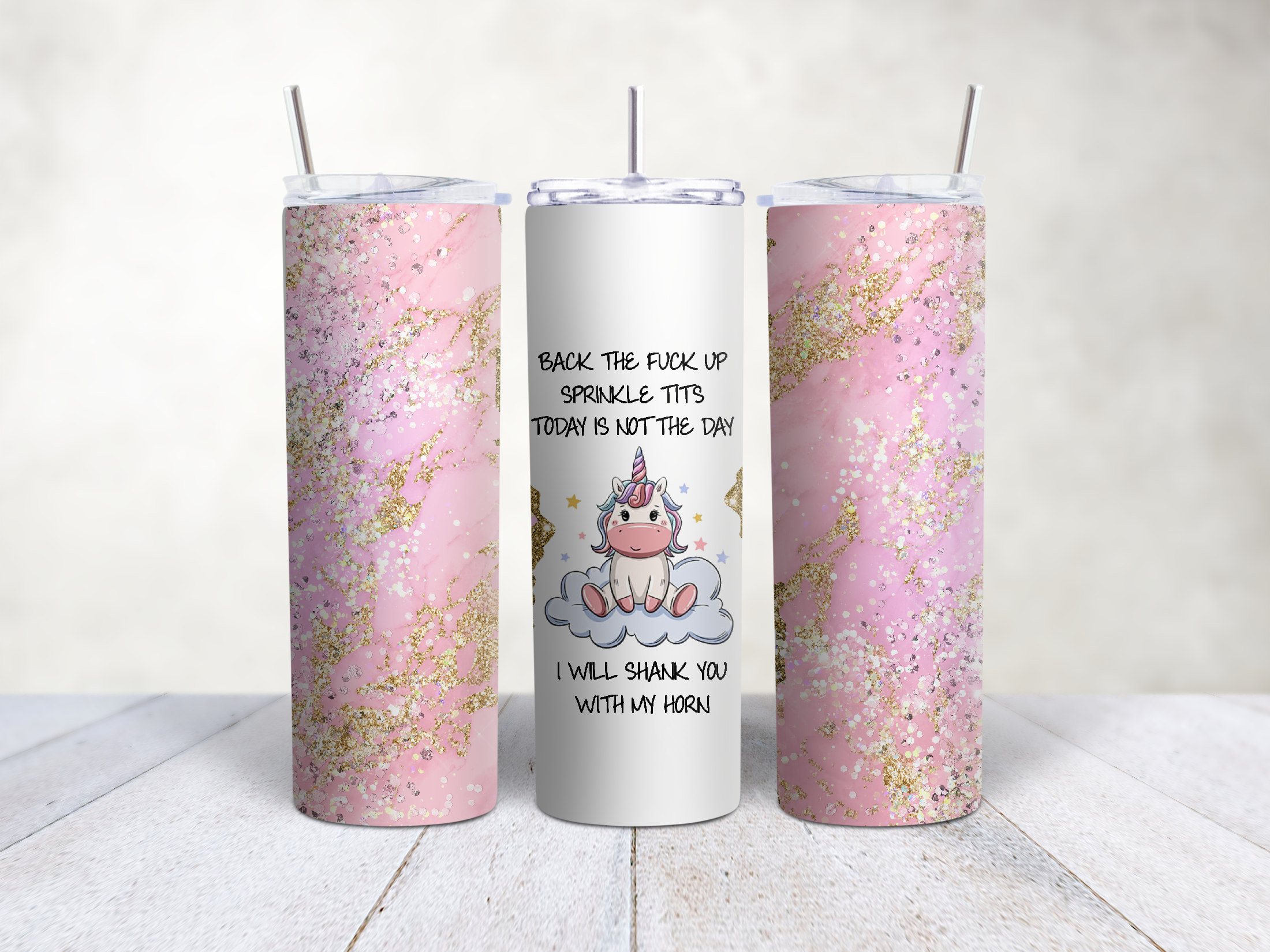 Back the F*** Up Unicorn Tumbler